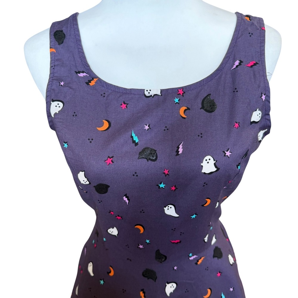 Retrolicious Halloween Mini Dress Size Small NWT Purple Fit & Flare Ghost Spooky - Picture 5 of 9